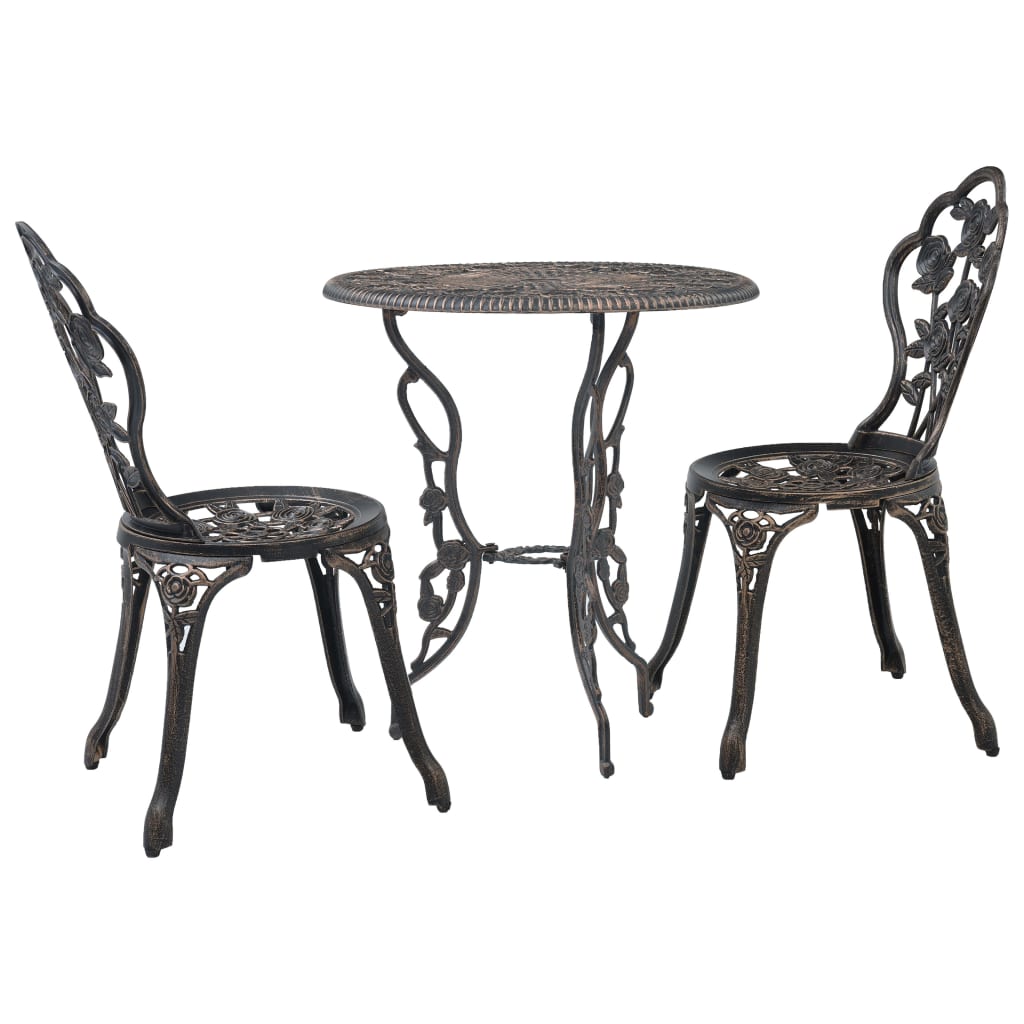 vidaXL 3-tlg. Bistro-Set Aluminiumguss Schwarz