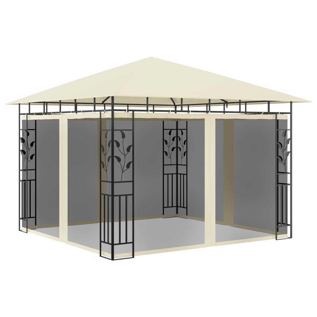vidaXL Pavillon mit Moskitonetz 3x3x2,73 m Taupe 180 g/m²