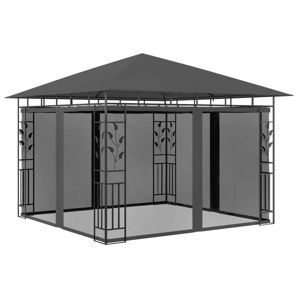 vidaXL Pavillon mit Moskitonetz 3x3x2,73 m Taupe 180 g/m²