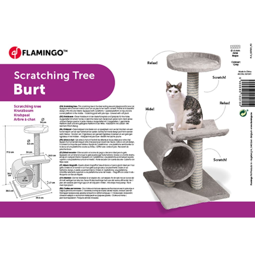 Scratching Post Burt 40x40x77 cm Grey