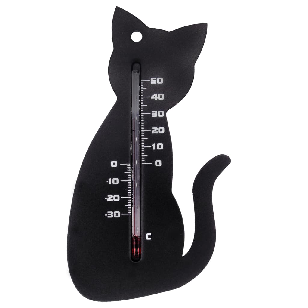 Garten Wandthermometer Katzenform Schwarz