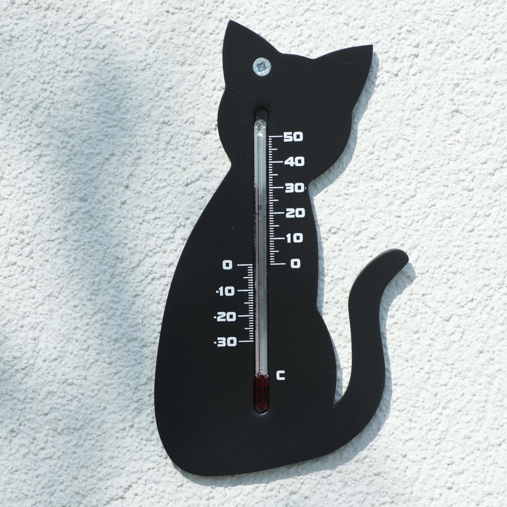 Garten Wandthermometer Katzenform Schwarz