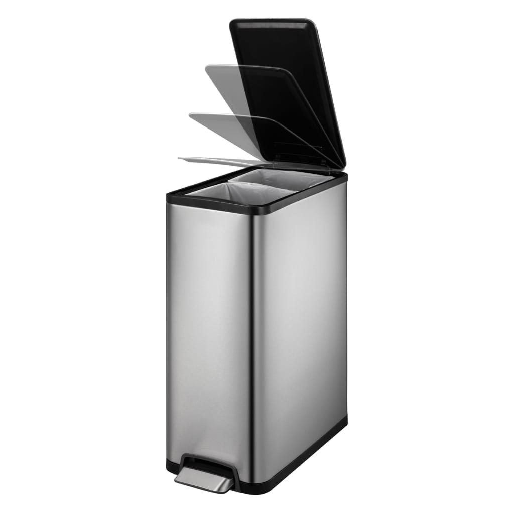 Pedal waste bin Ecoslim 2x20 L matt silver