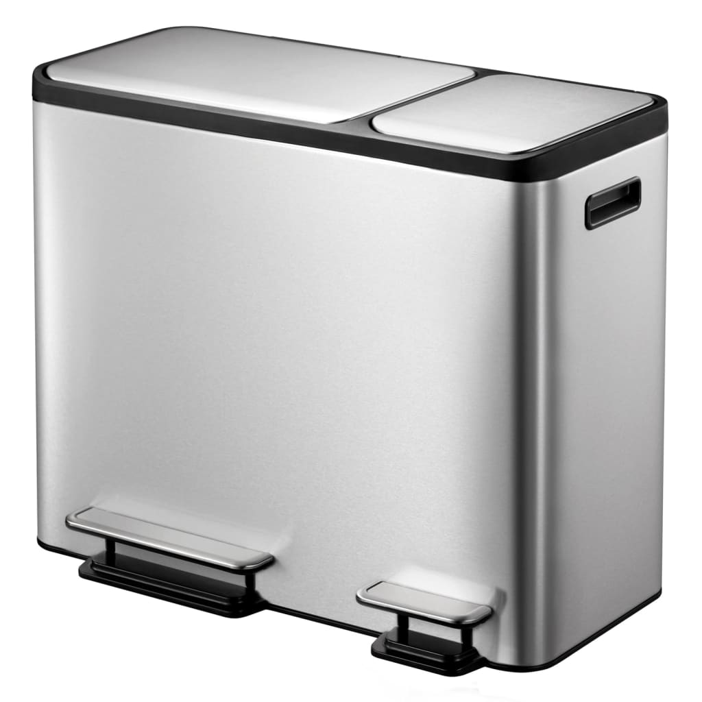 Pedal waste bin EcoCasa 30 L+15 L matt silver