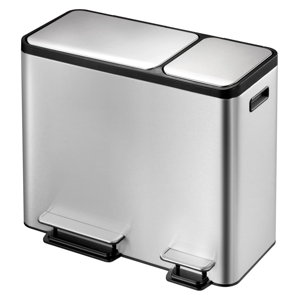 Pedal waste bin EcoCasa 30 L+15 L matt silver