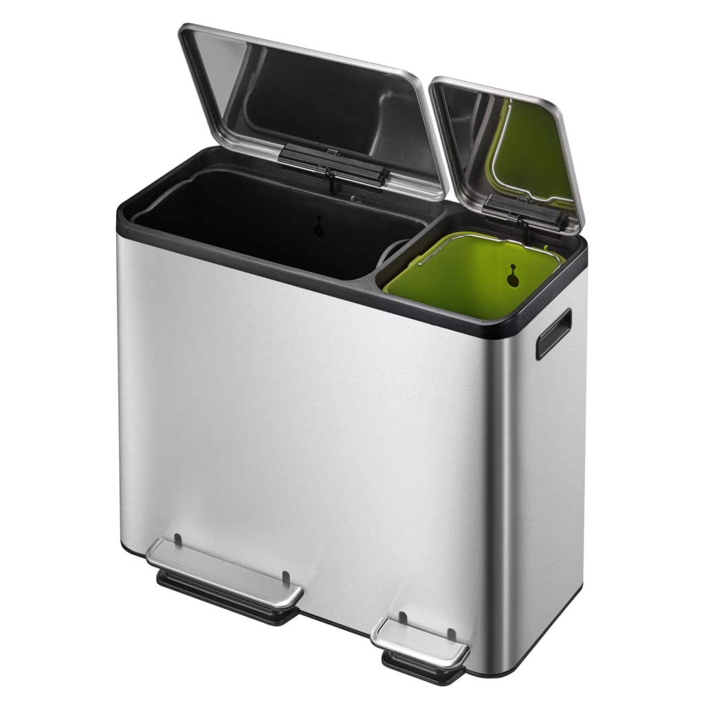 Pedal waste bin EcoCasa 30 L+15 L matt silver