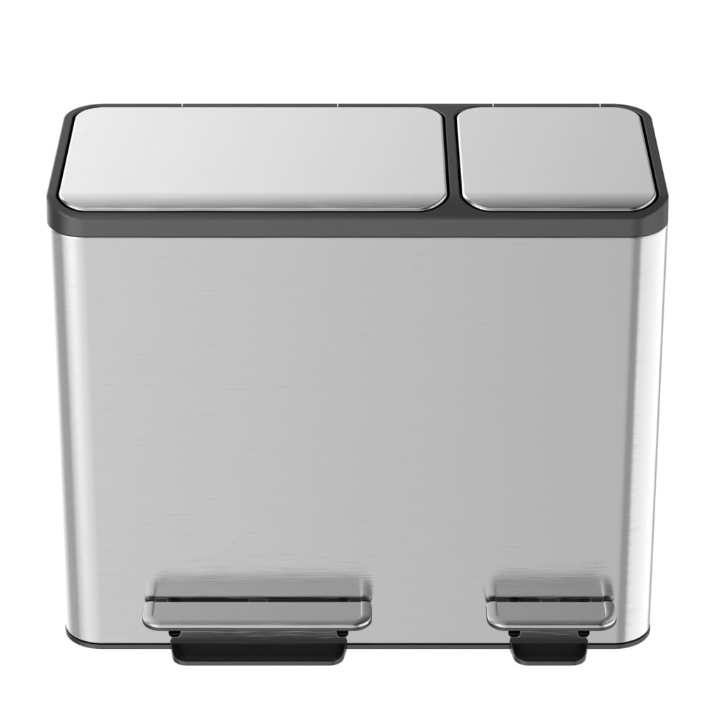 Pedal waste bin EcoCasa 30 L+15 L matt silver