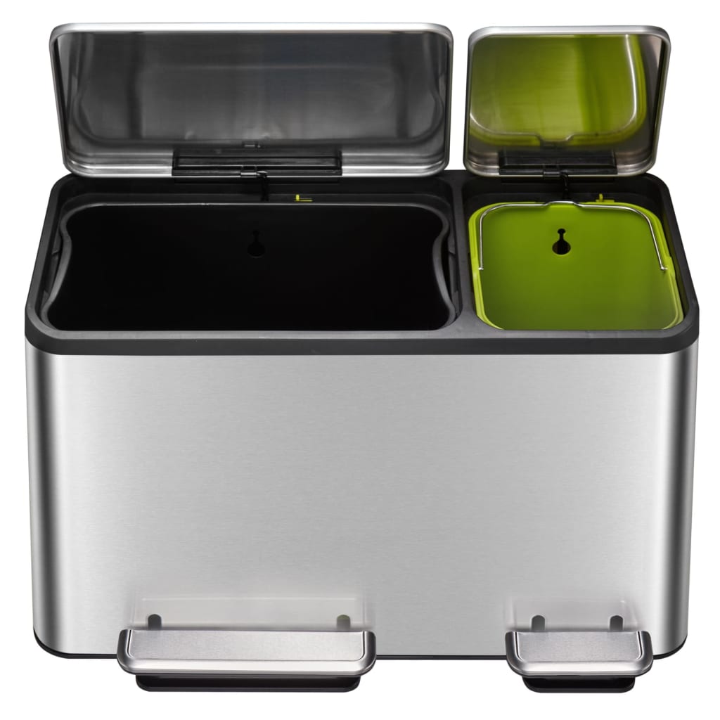 Pedal waste bin EcoCasa 30 L+15 L matt silver