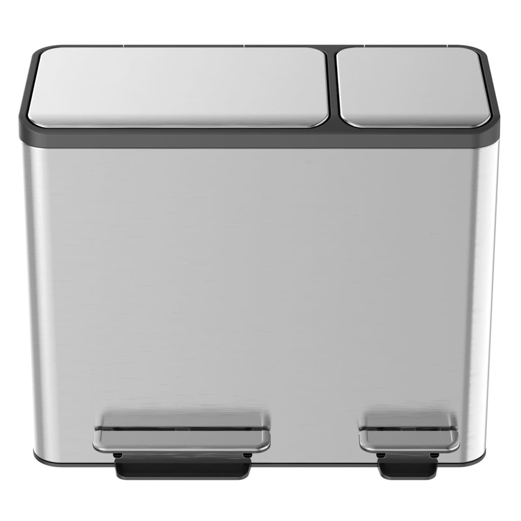 Pedal waste bin EcoCasa 3x15 L matt silver