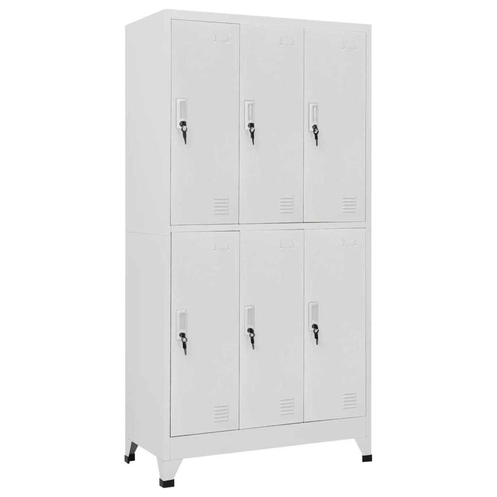 Schließfachschrank mit 6 Fächern Stahl 90x45x180 cm Grau