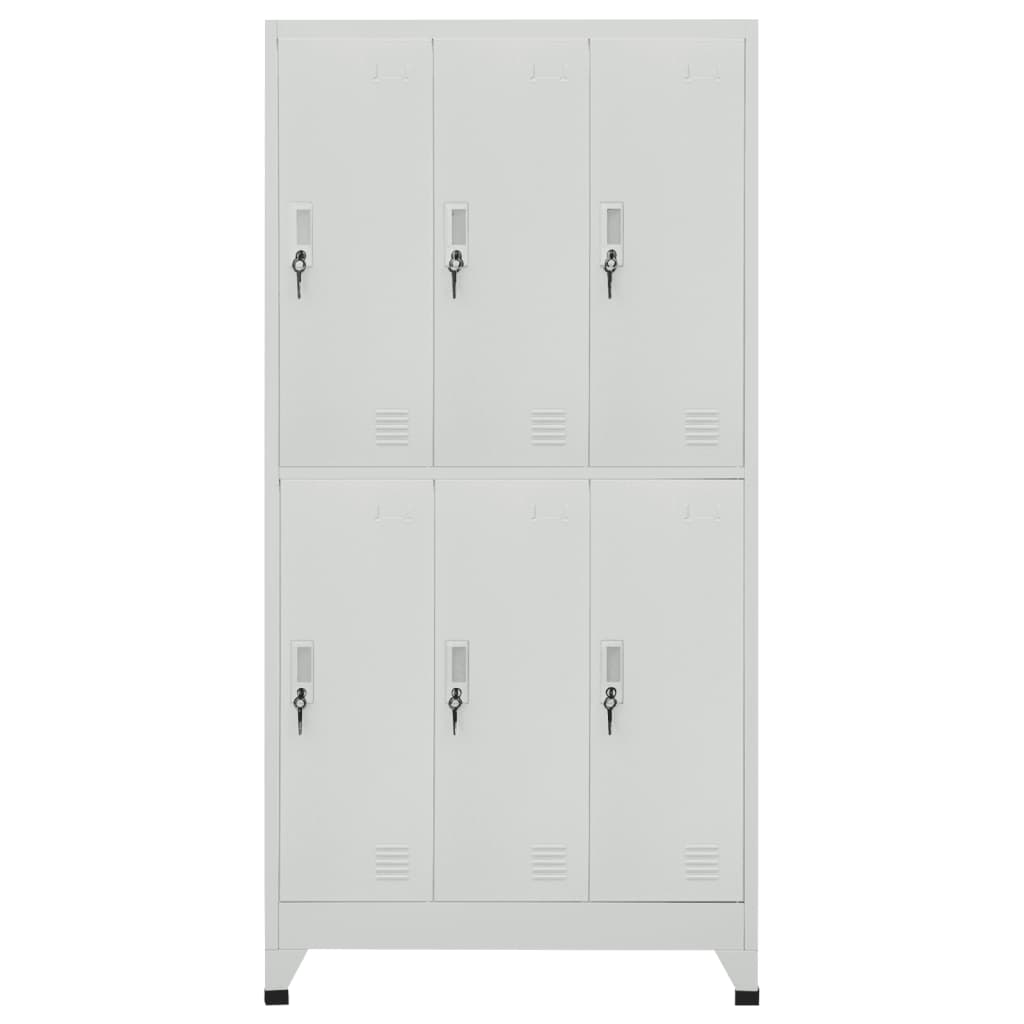 Schließfachschrank mit 6 Fächern Stahl 90x45x180 cm Grau