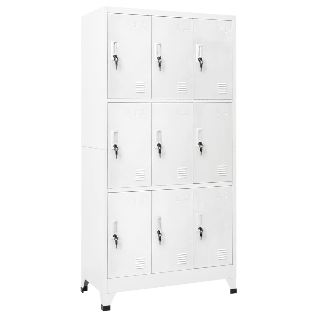 Schließfachschrank mit 9 Fächern Stahl 90x45x180 cm Grau