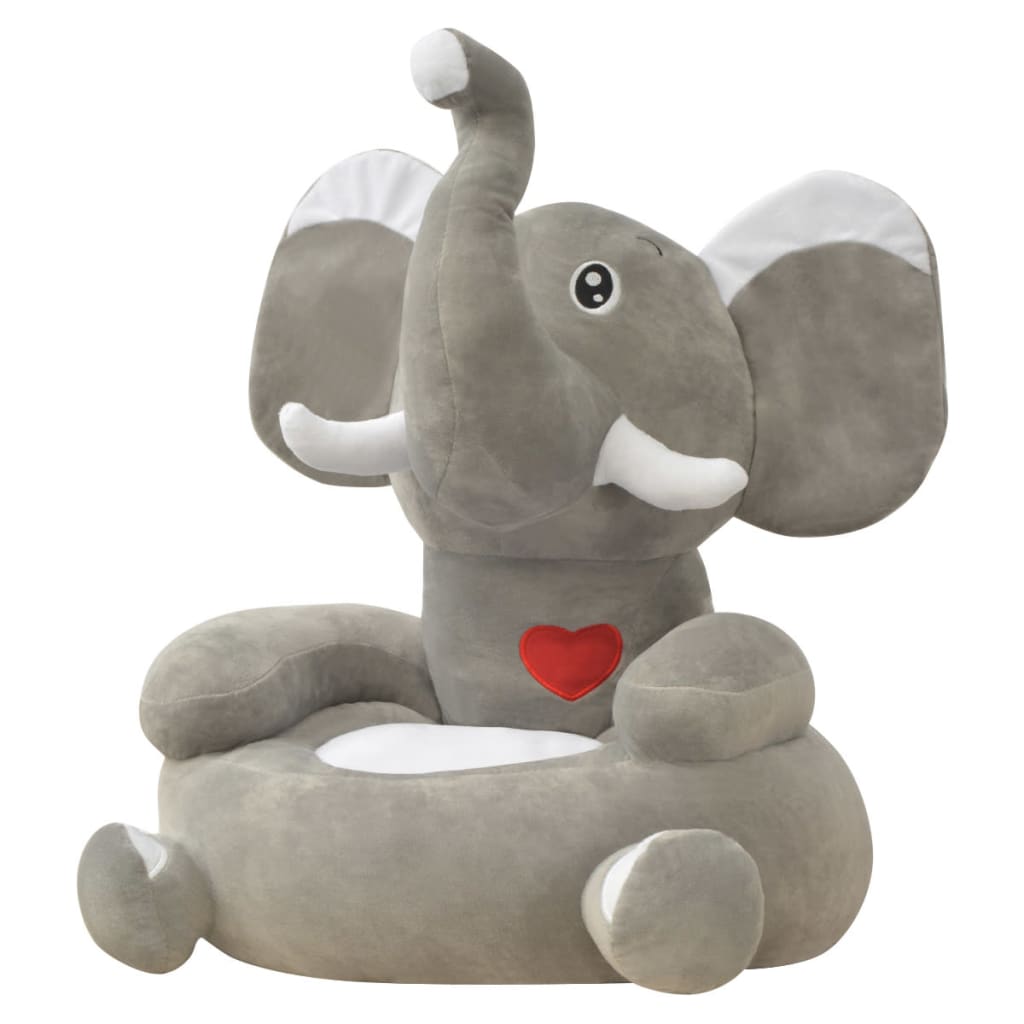 Plush Children's Armchair Elephant Gray