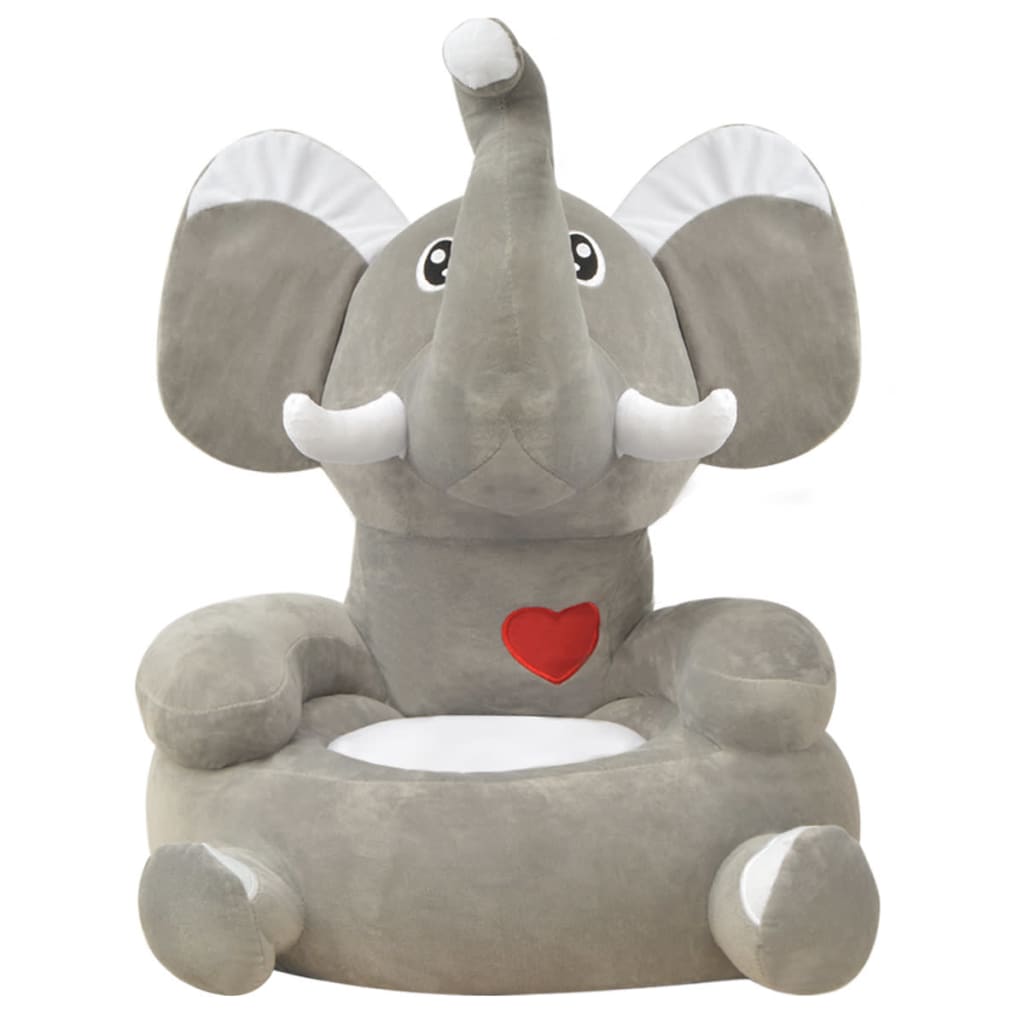 Plush Children's Armchair Elephant Gray