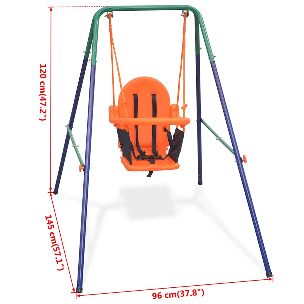 Kleinkinder-Schaukelset mit Sicherheitsgeschirr Orange