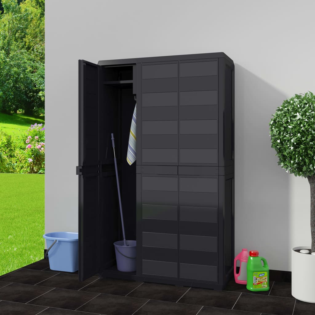 Garden Cabinet with 4 Shelves Black