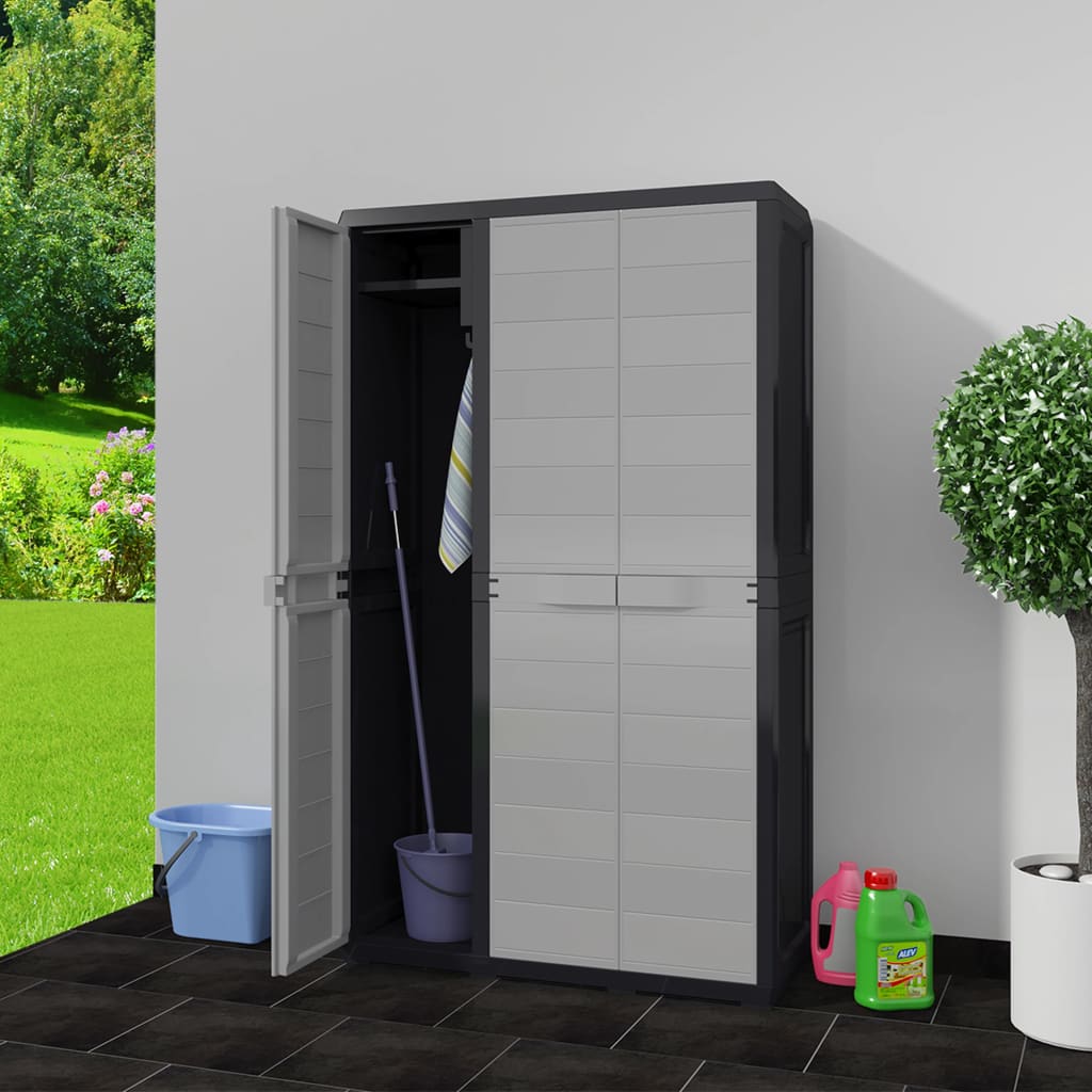 Gartenschrank mit 4 Böden Schwarz und Grau