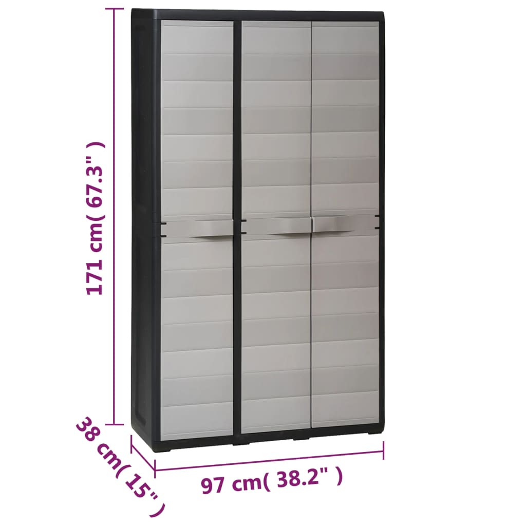 Garden Cabinet with 4 Shelves Black and Grey