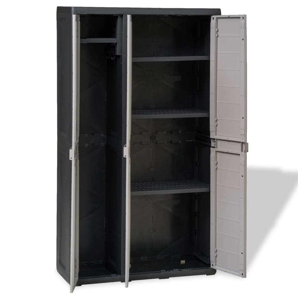 Garden Cabinet with 4 Shelves Black and Grey