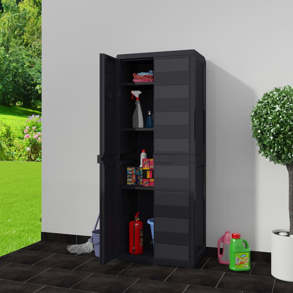 Gartenschrank mit 3 Regalen Schwarz