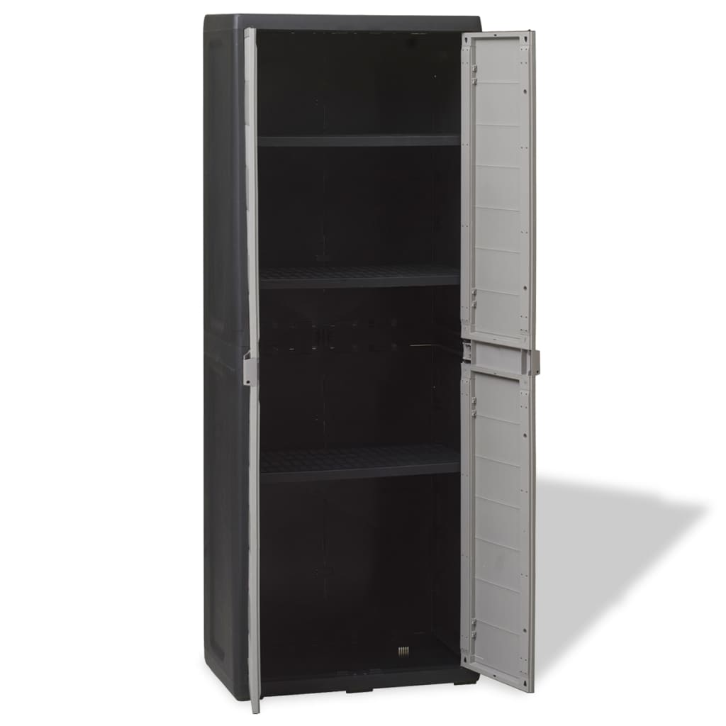 Garden Cabinet with 3 Shelves Black and Grey