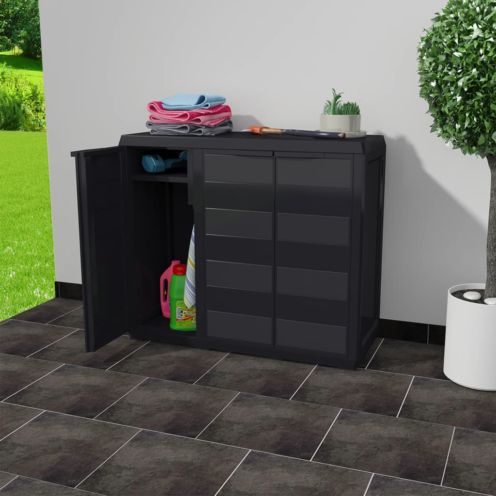 Garden Cabinet with 2 Shelves Black