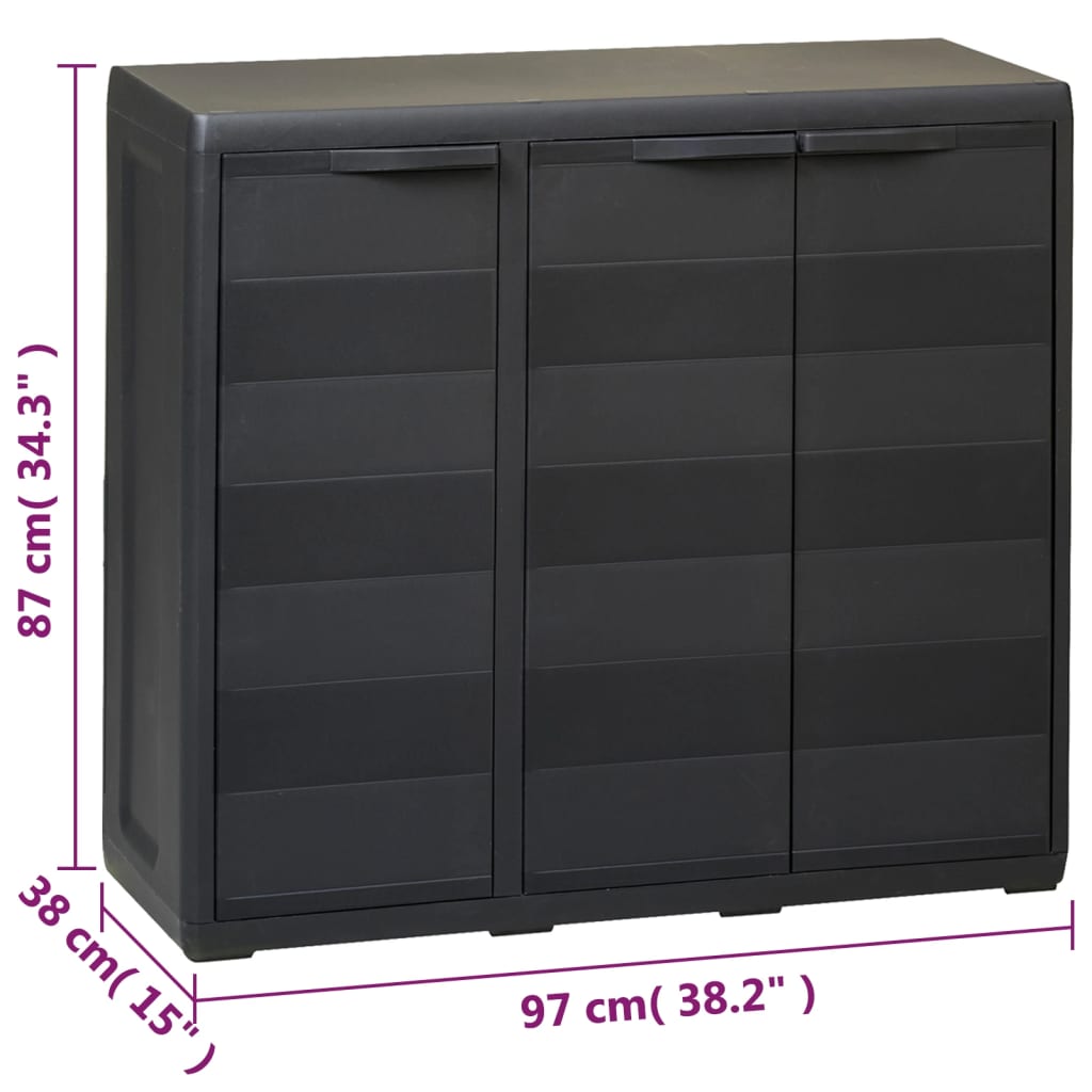 Gartenschrank mit 2 Böden Schwarz