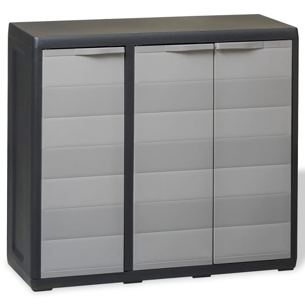 Garden Cabinet with 2 Shelves Black and Grey