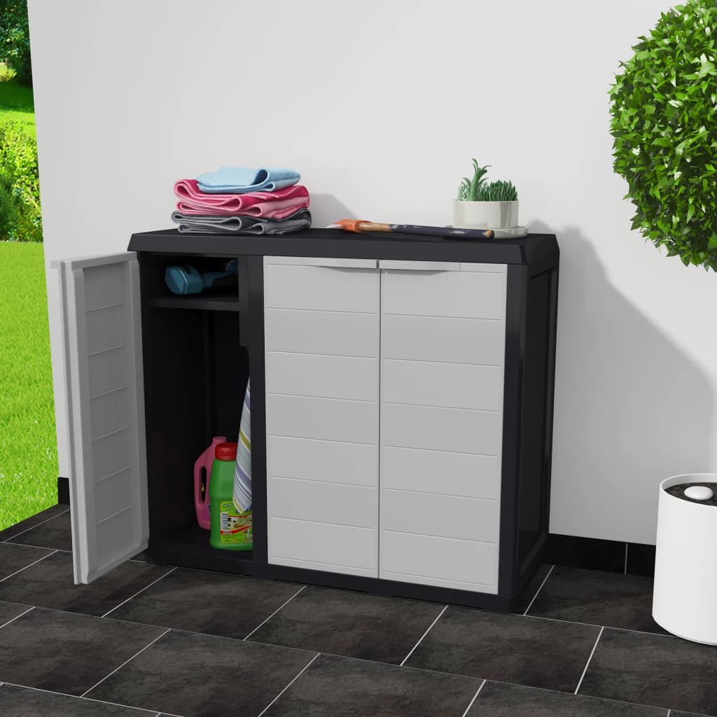 Garden Cabinet with 2 Shelves Black and Grey