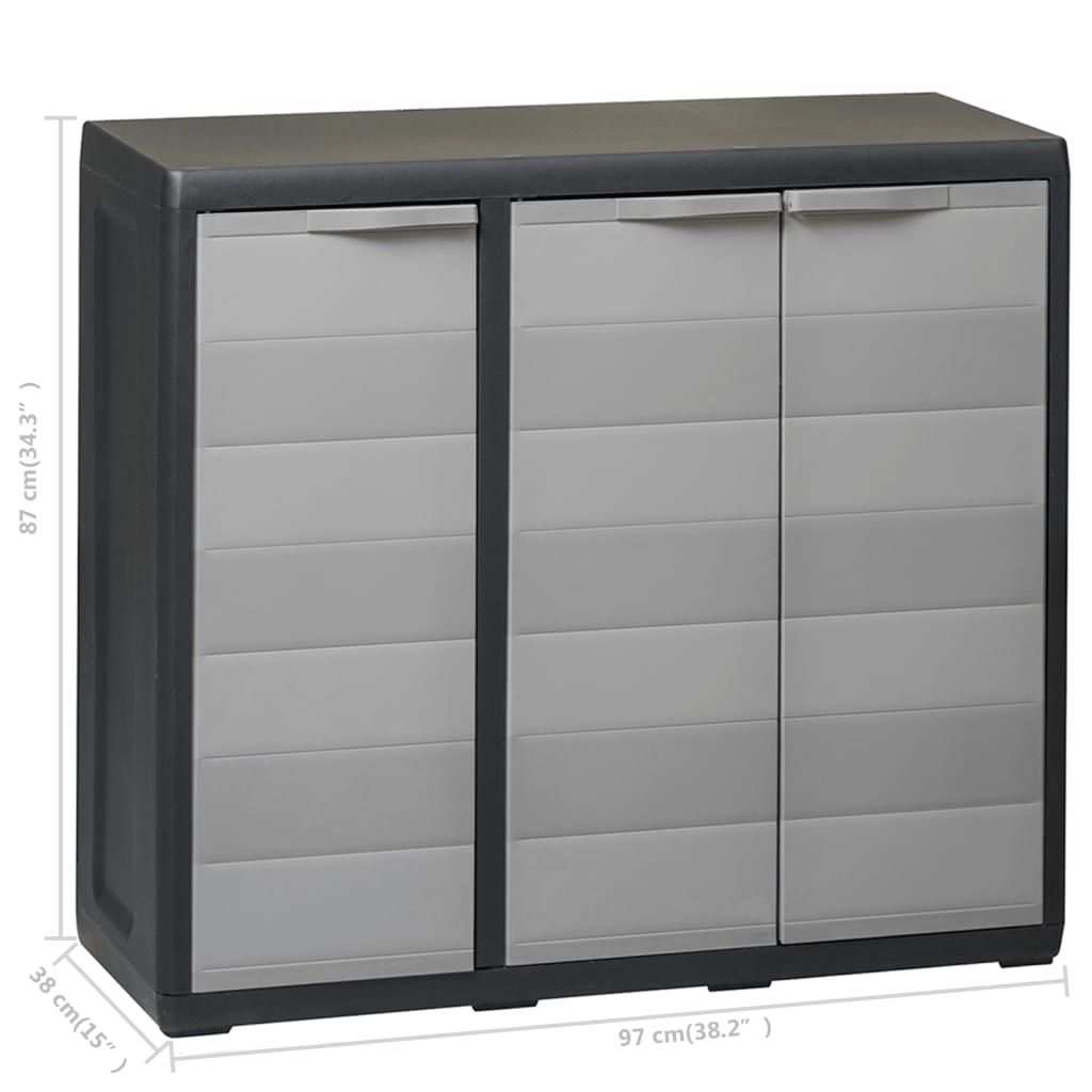 Gartenschrank mit 2 Böden Schwarz und Grau