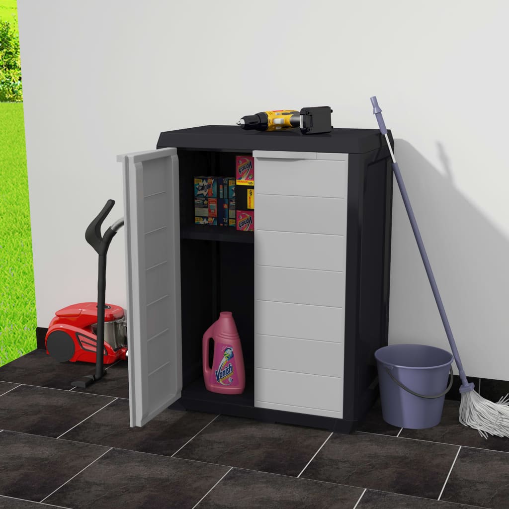 Gartenschrank mit 1 Boden Schwarz und Grau