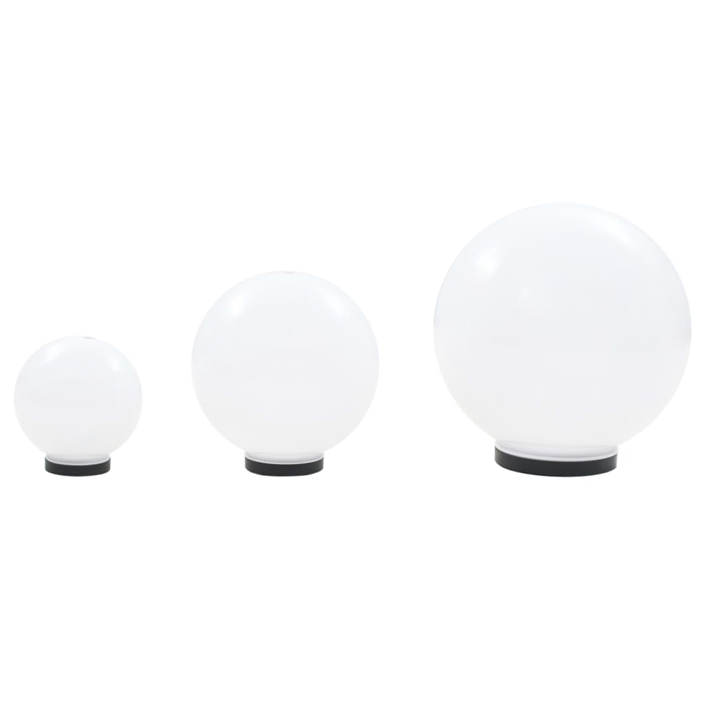 LED garden light set 3-piece spherical 20/30/40 cm PMMA