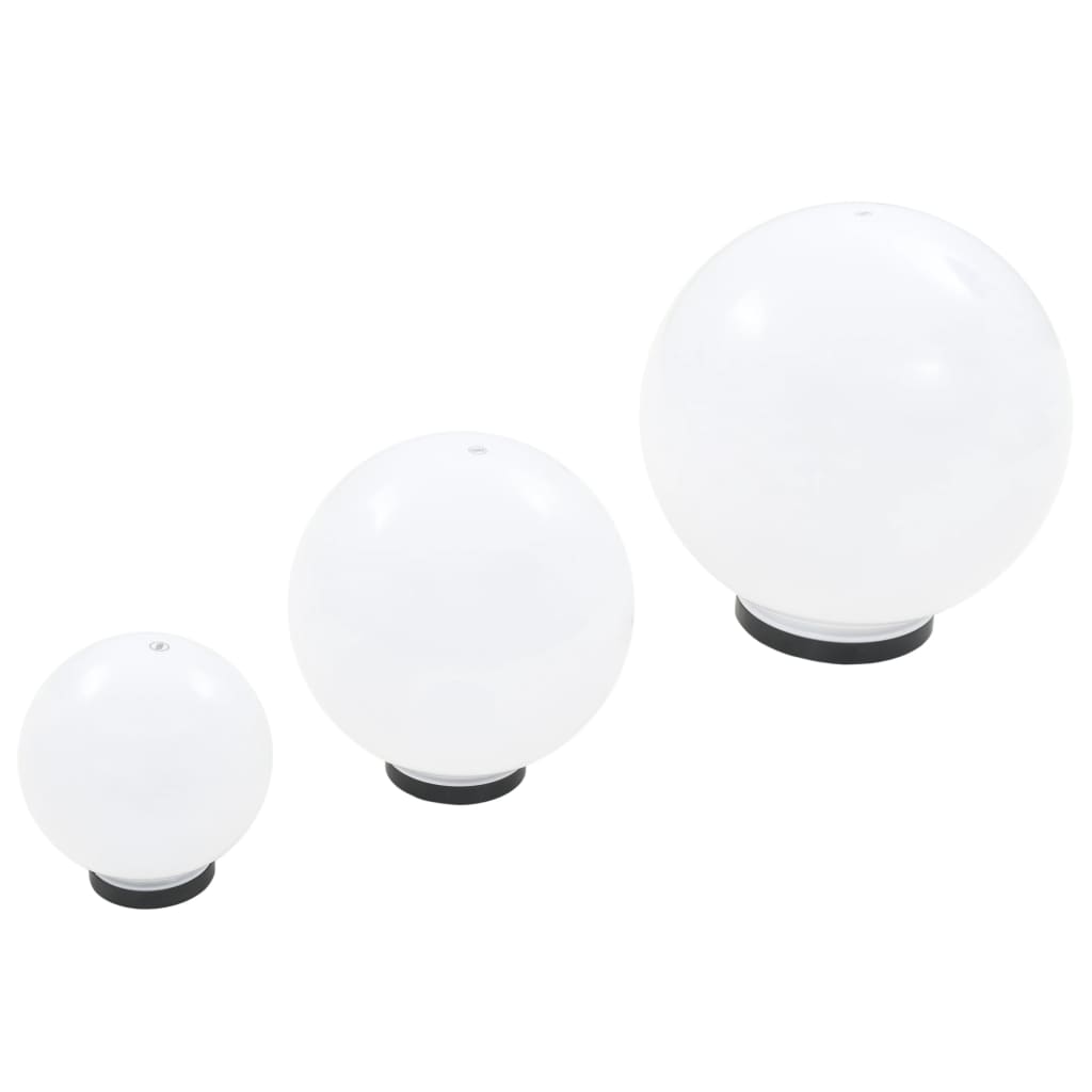 LED garden light set 3-piece spherical 20/30/40 cm PMMA