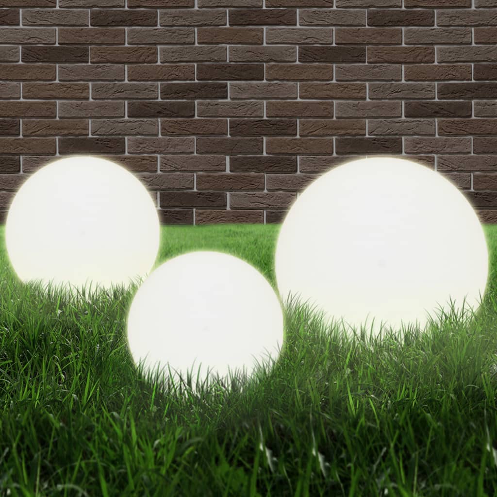 LED garden light set 3-piece spherical 20/30/40 cm PMMA