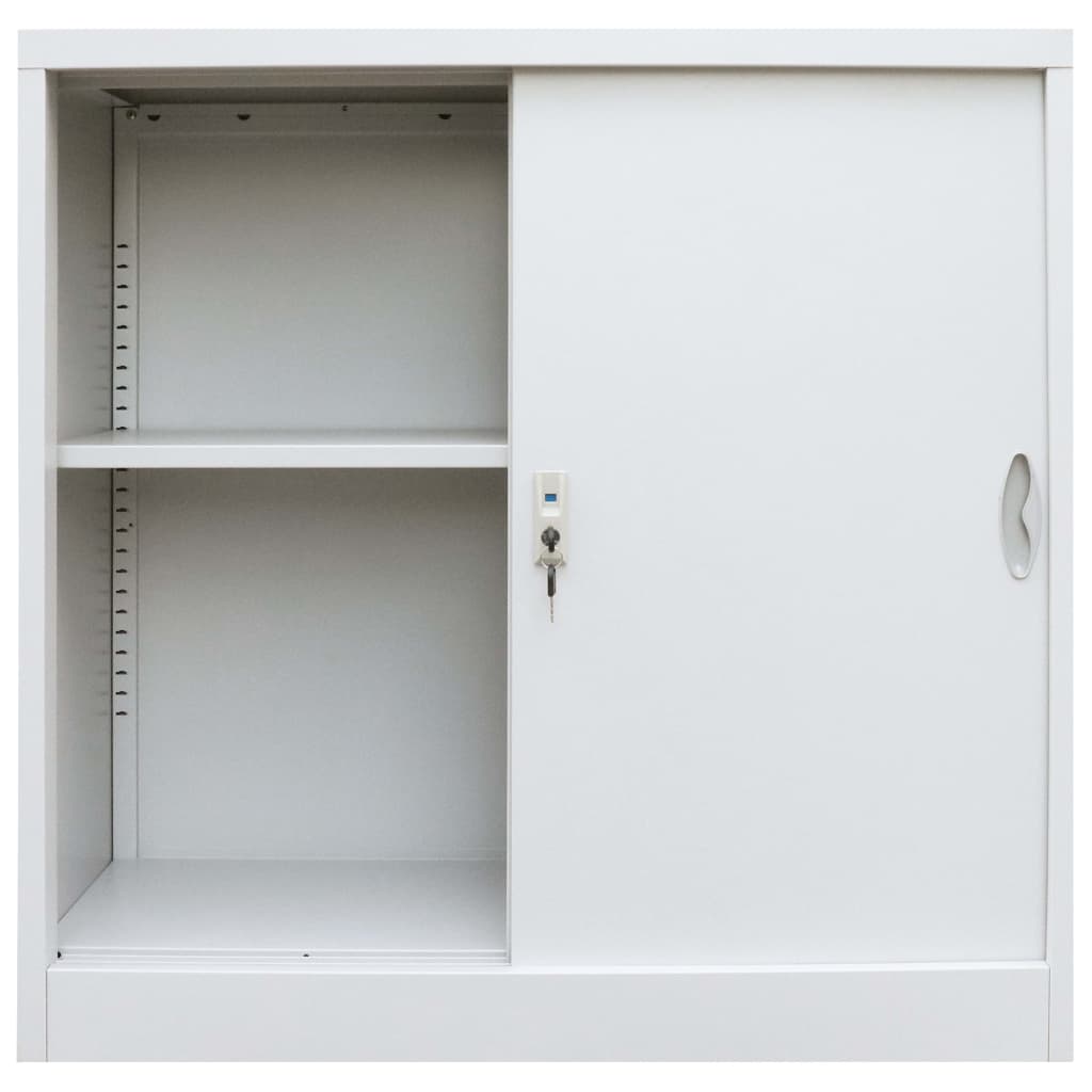 Büroschrank mit Schiebetüren Metall 90 x 40 x 90 cm Grau