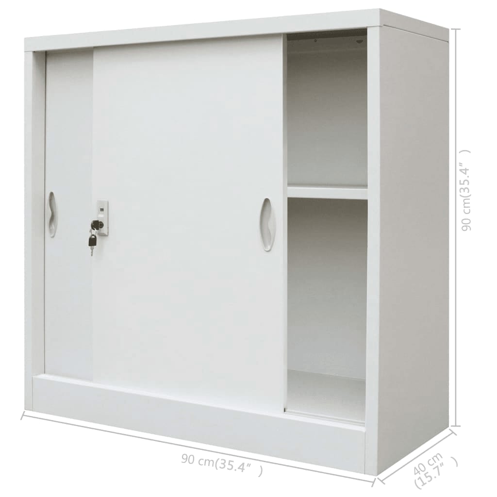 Büroschrank mit Schiebetüren Metall 90 x 40 x 90 cm Grau