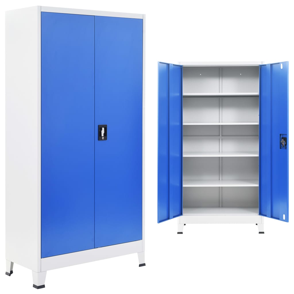 Büroschrank Metall 90 x 40 x 180 cm Grau und Blau