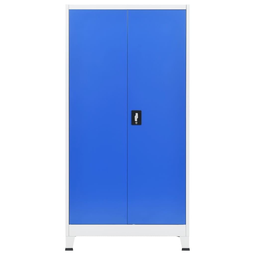 Büroschrank Metall 90 x 40 x 180 cm Grau und Blau