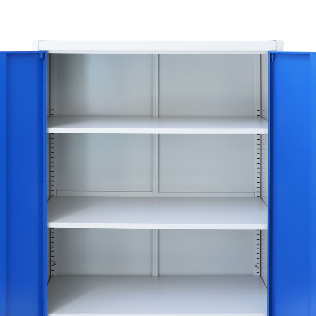 Büroschrank Metall 90 x 40 x 180 cm Grau und Blau