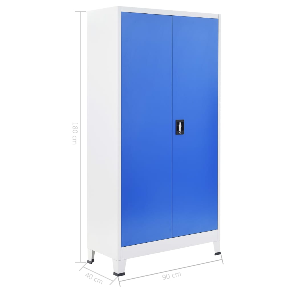 Büroschrank Metall 90 x 40 x 180 cm Grau und Blau