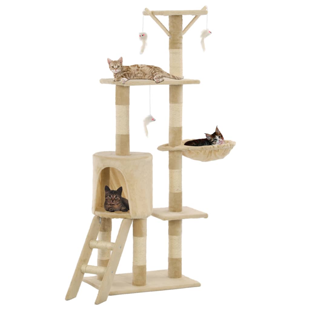 Katzen-Kratzbaum mit Sisal-Säulen 138 cm Beige