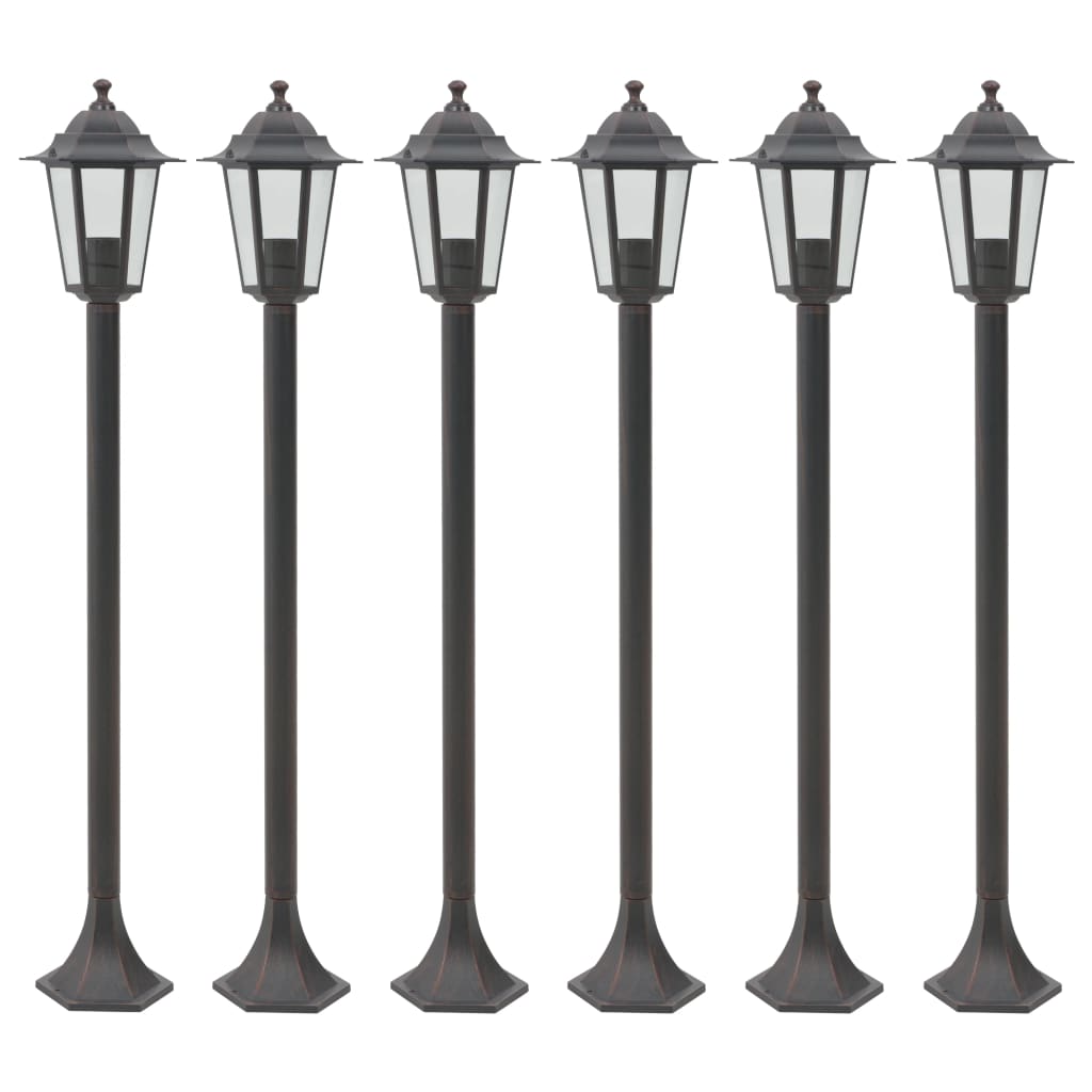 Garden Bollard Light 6 pcs. E27 110 cm Aluminium Bronze