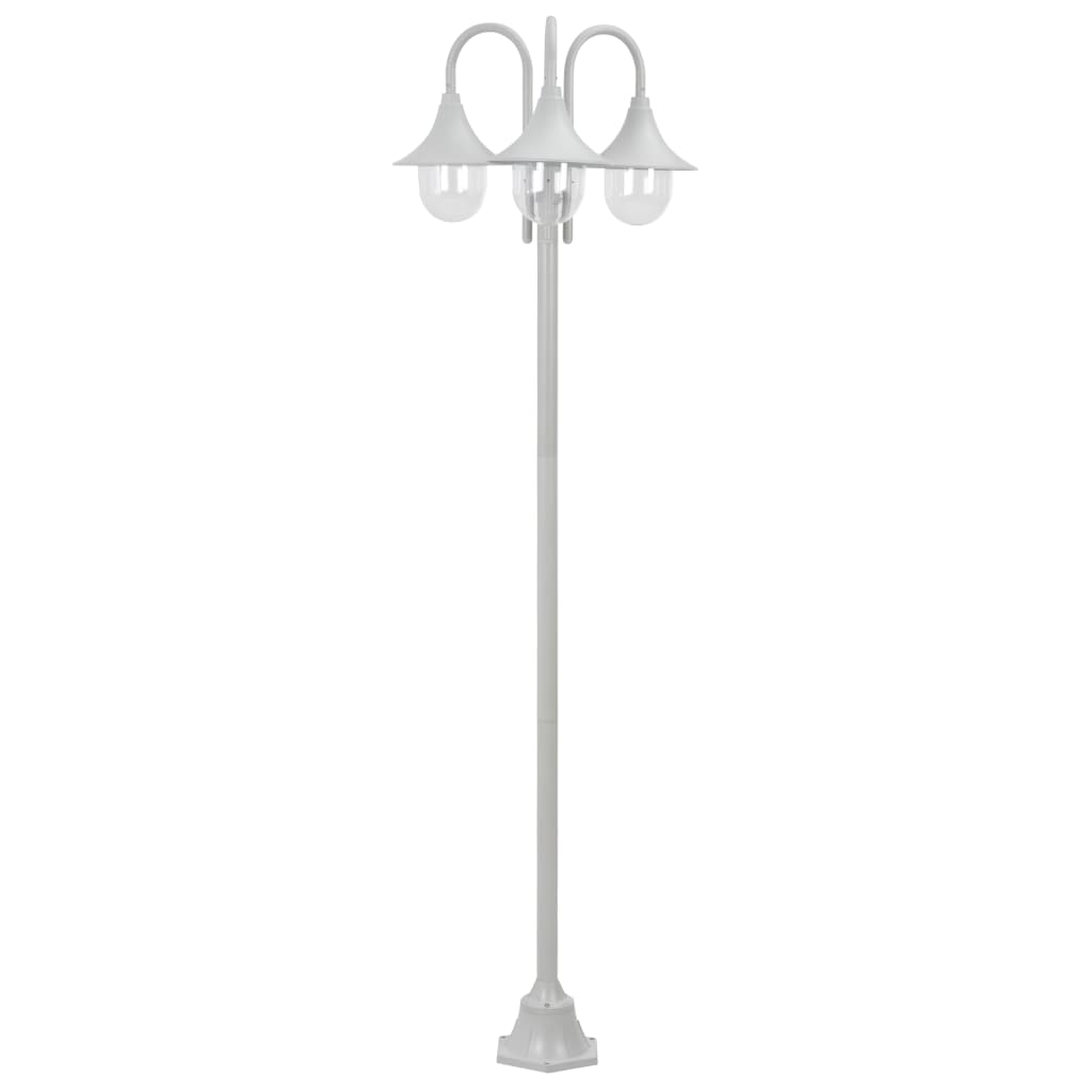 Garden Bollard Light E27 220 cm Aluminium 3-Lantern White