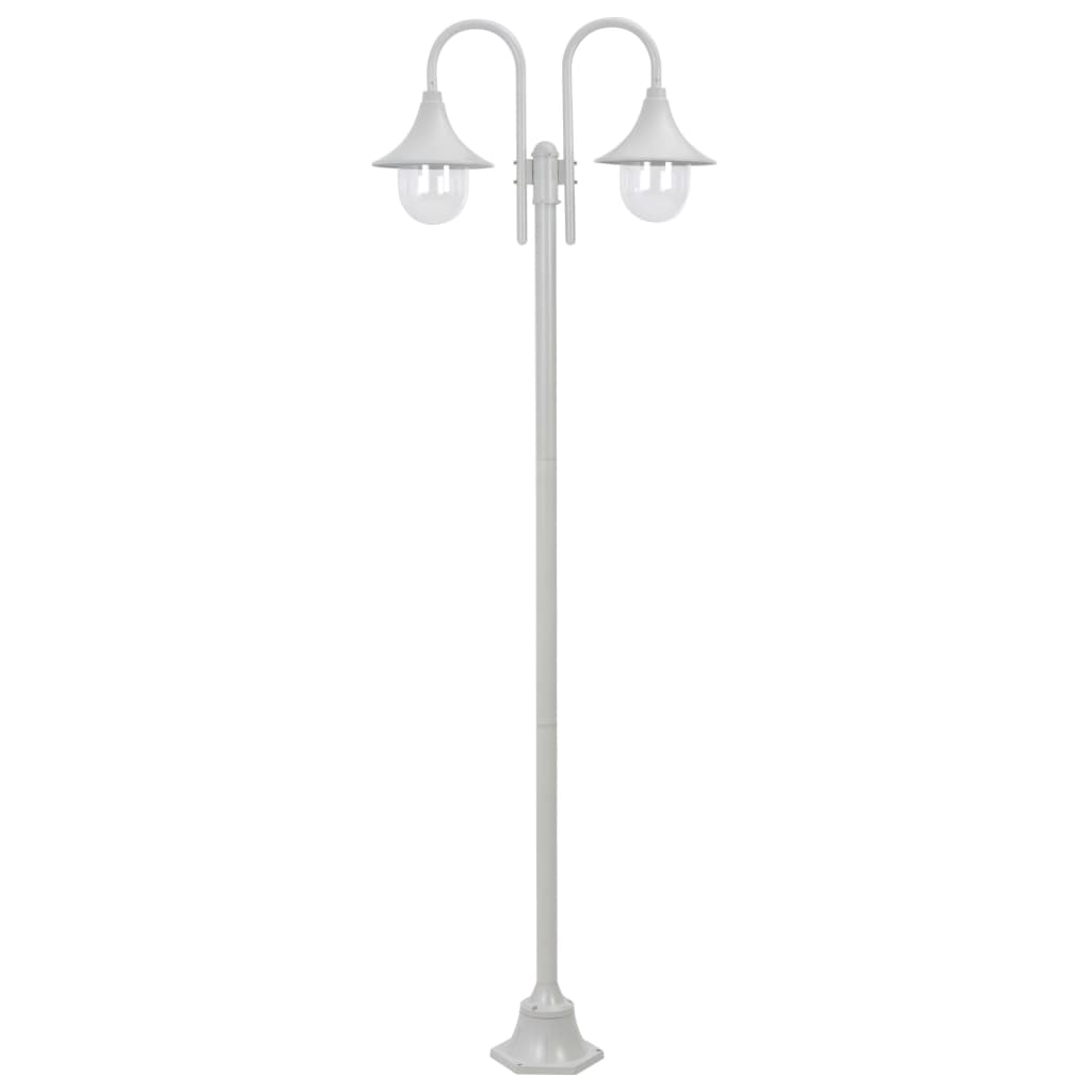 Garden Bollard Light E27 220 cm Aluminium 2-Lantern White