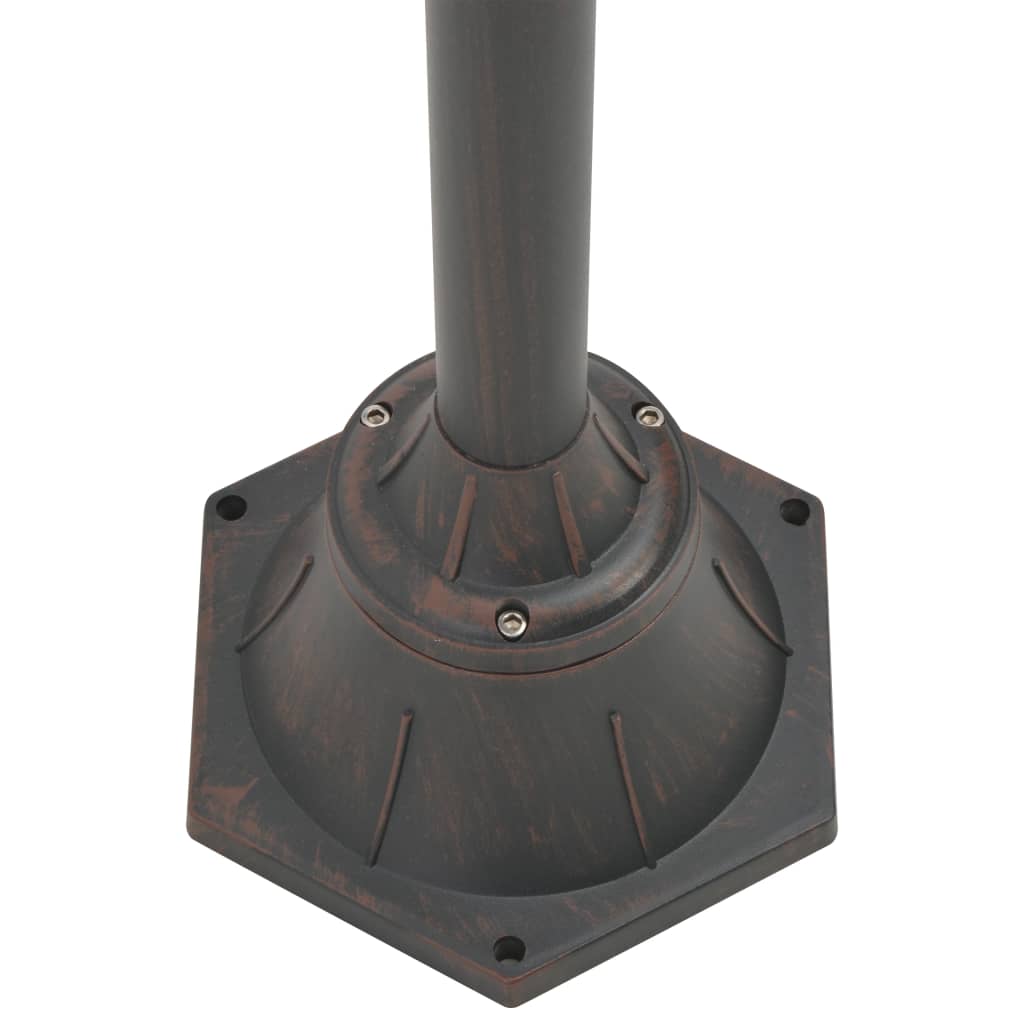 Garden Bollard Light E27 220 cm Aluminium 2-Lantern Bronze