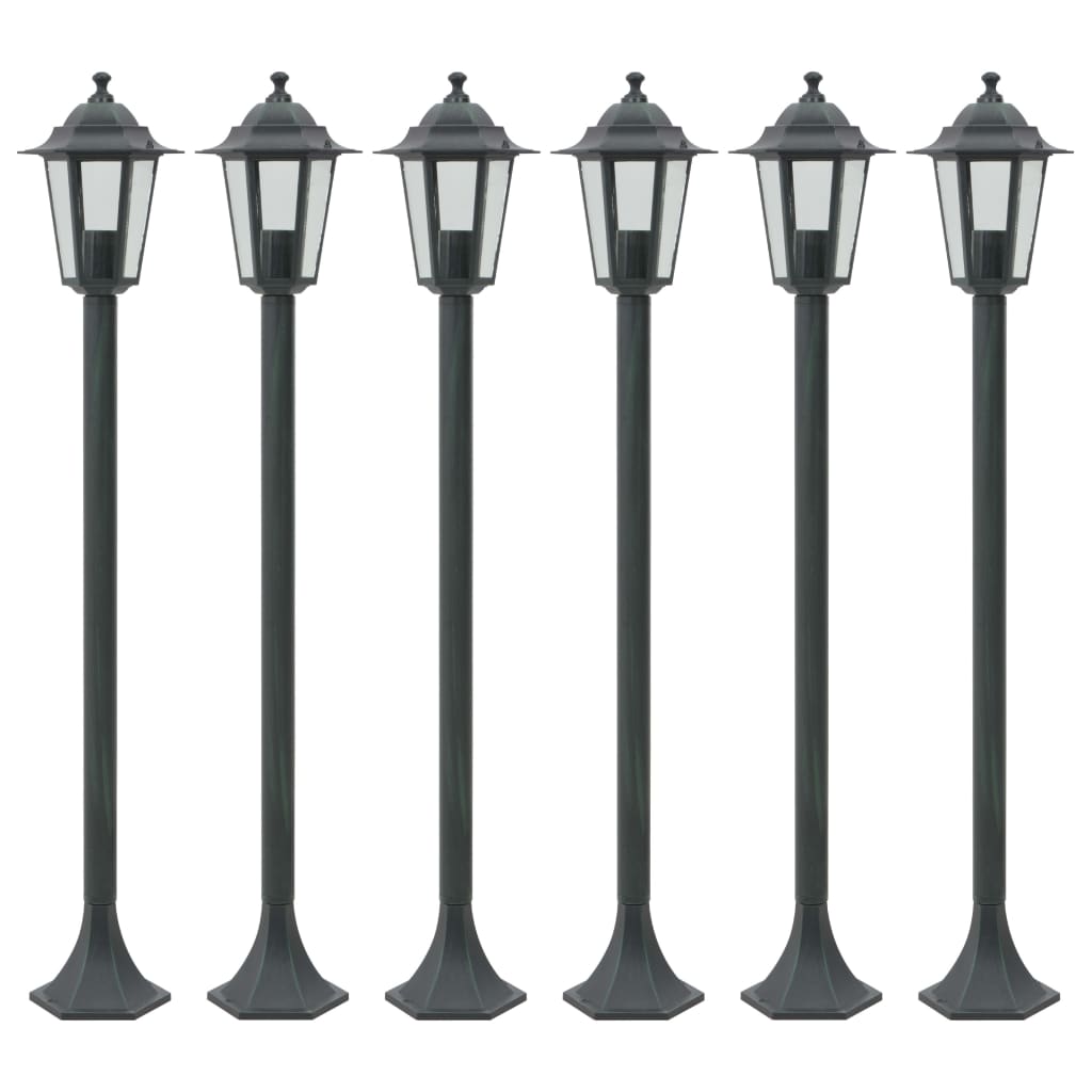 Garden Bollard Light 6 pcs. E27 110 cm Aluminium Dark Green