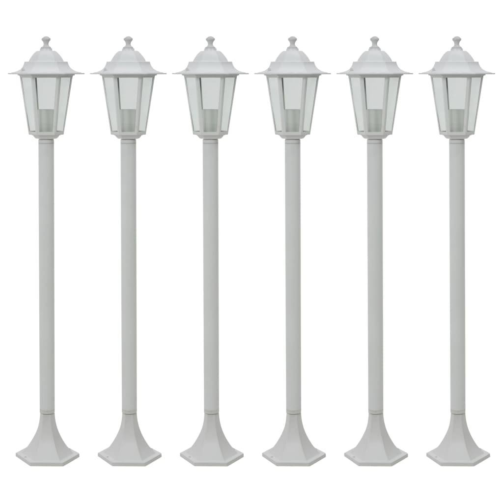 Garden Bollard Light 6 pcs. E27 110 cm Aluminium White