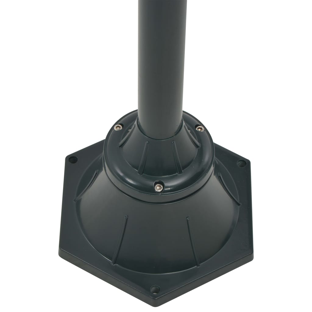 Garden Bollard Light E27 220 cm Aluminium 2-Lantern Dark Green