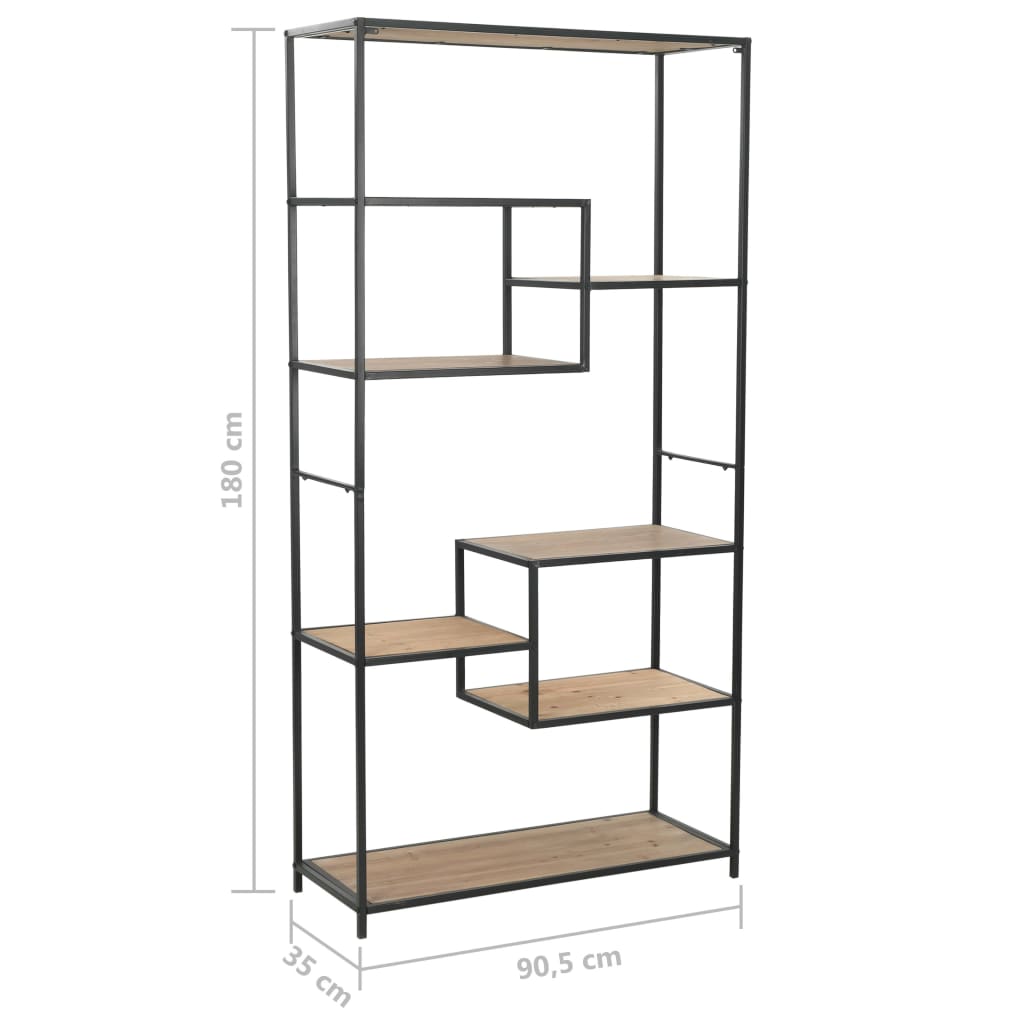 Bücherregal Massivholz Tanne und Stahl 90,5x35x180 cm