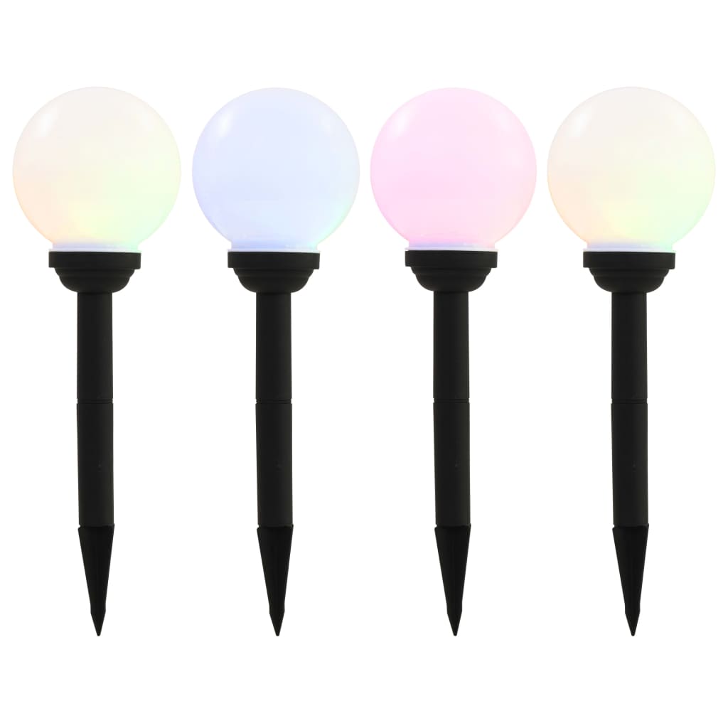 Solar outdoor lights 4 pcs. LED spherical 15 cm RGB